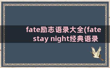 fate励志语录大全(fate stay night经典语录)